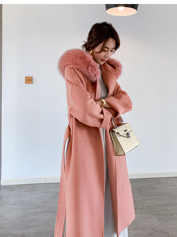 Cashmere Coat Fox fur Collar Women's