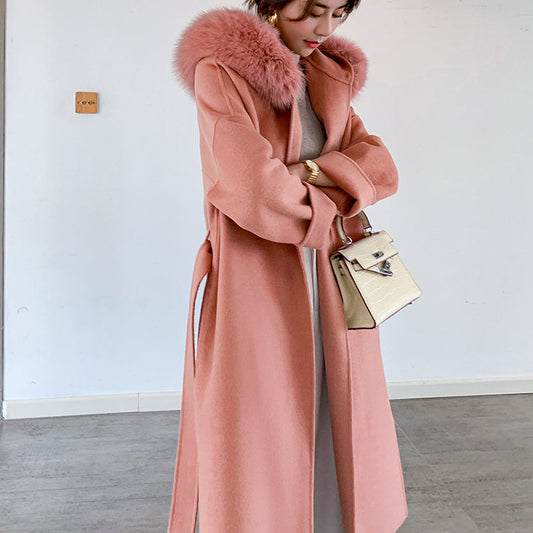Cashmere Coat Fox fur Collar Women's