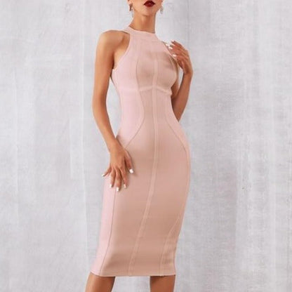 Summer White cocktail midi Dress Tank Sexy Sleeveless white dress for women