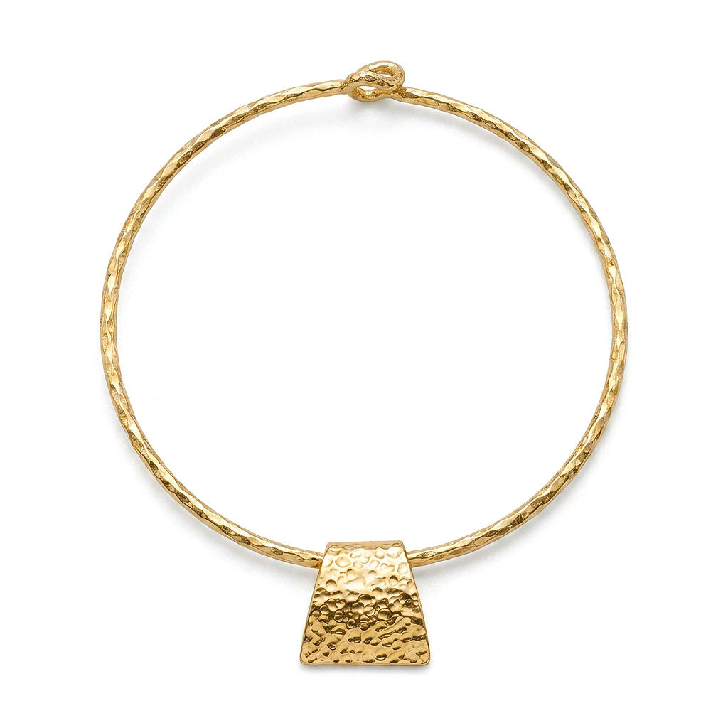 Hammered Brass Pendant Choker Necklace | Addis