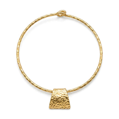 Hammered Brass Pendant Choker Necklace | Addis