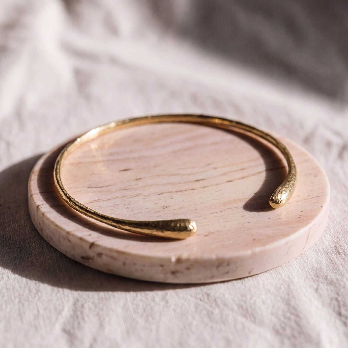 Hammered Brass Cuff Choker Teardrop Ends | Sana