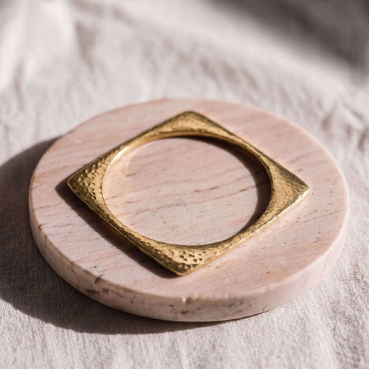 Square Brass Bangle Bracelet | Leo