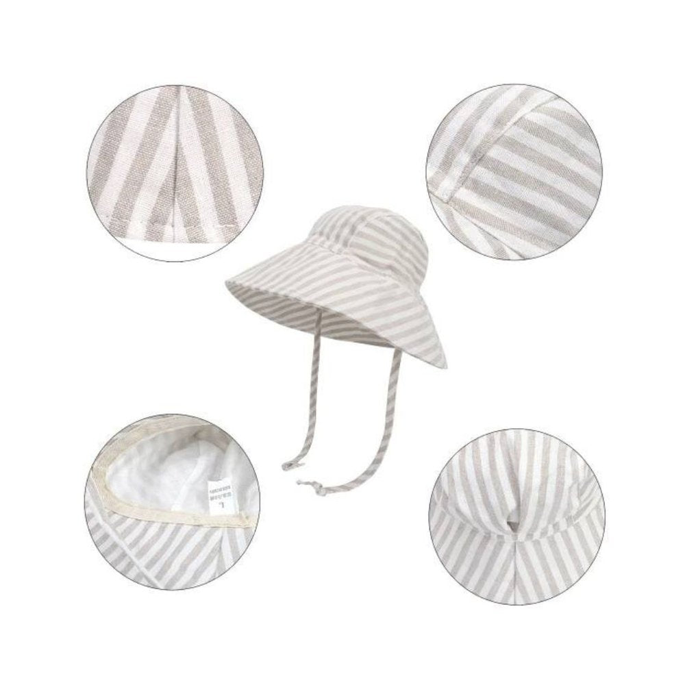 Wide Brim Kids Linen Sun Hat – Breathable UV Protection Toddler Bucket Hat - Baileys
