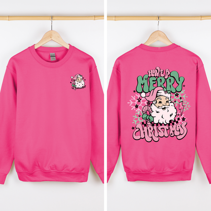 Have A Merry Christmas Retro Santa Front And Back Print Vintage Inspired Graphic Sweatshirt