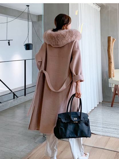 Cashmere Coat Fox fur Collar Women's