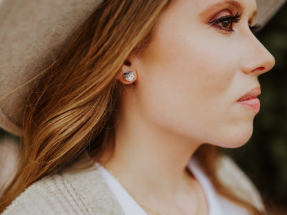 Heart Studs - Dendritic Opal