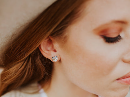 Heart Studs - Moonstone