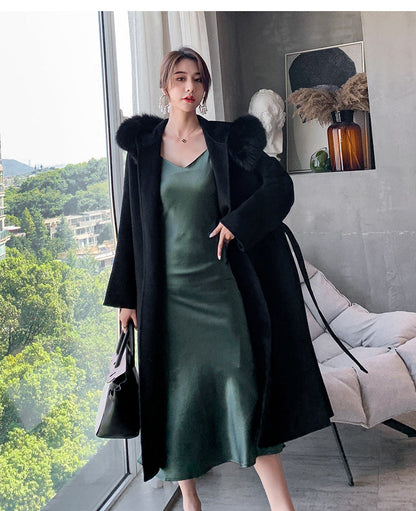Cashmere Coat Fox fur Collar Women's