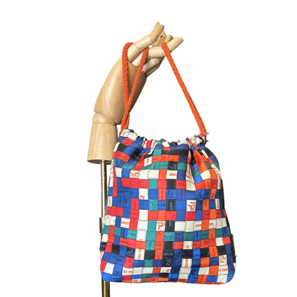 Bolduc au Carre Vintage Scarf Drawstring Crossbody Bag