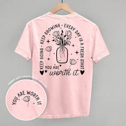 You Are Worth It Black Floral (Back Print)