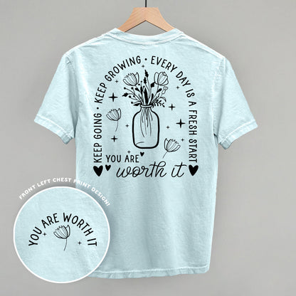 You Are Worth It Black Floral (Back Print)