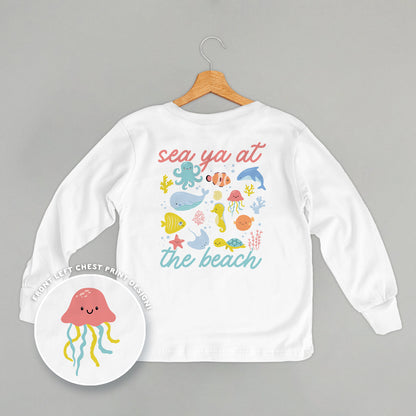 Sea Ya At The Beach Doodles (Kids Back Print)