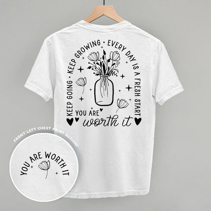 You Are Worth It Black Floral (Back Print)