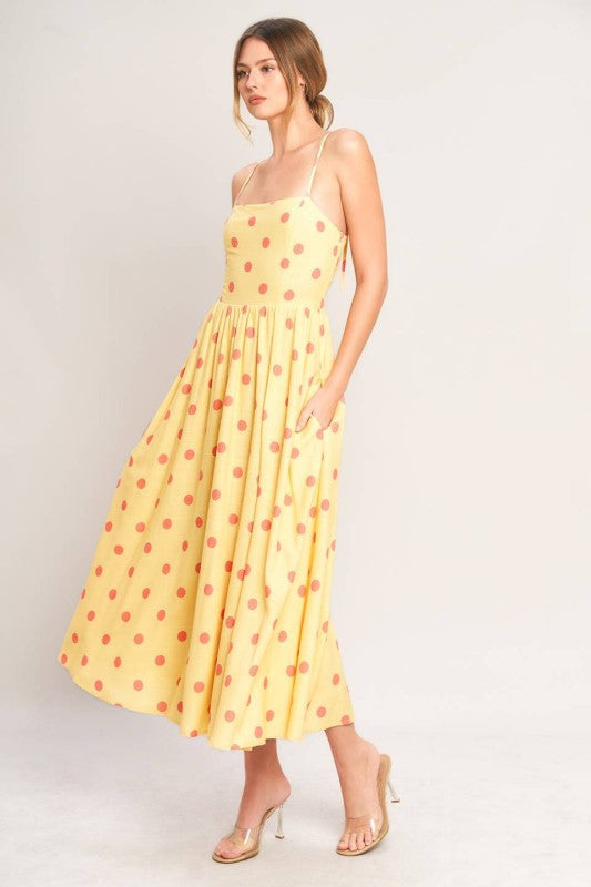 Linen Blend Dress with Smocked Back