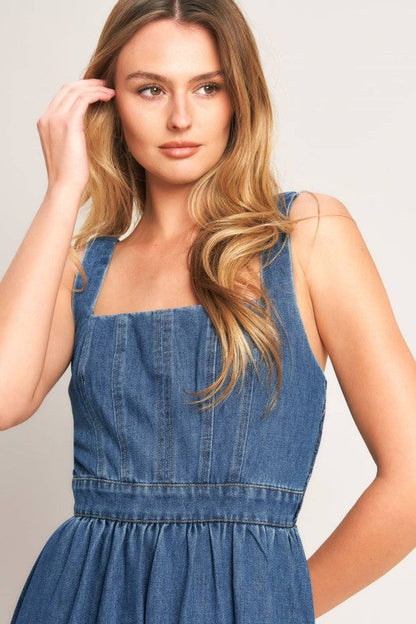 Washed Denim Midi Dress