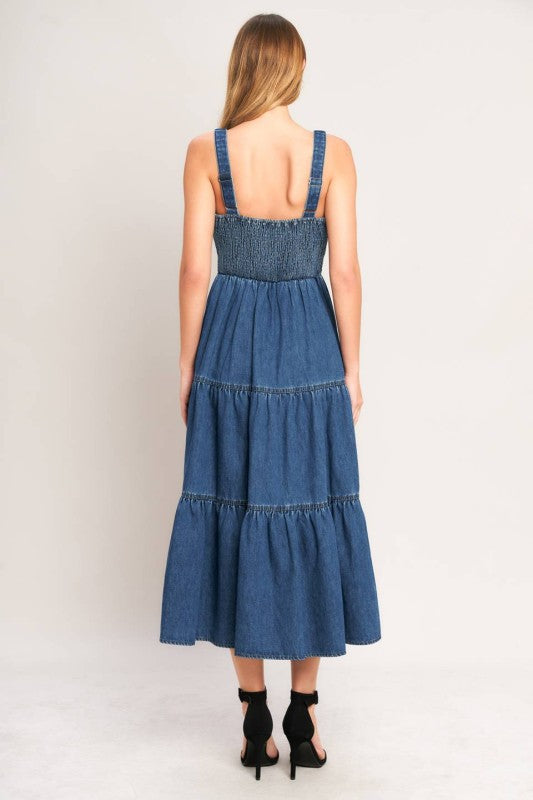 Washed Denim Midi Dress