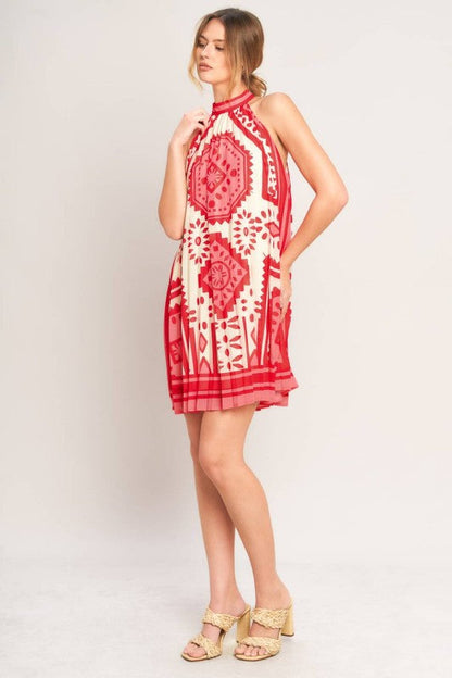 Printed Halter Mini Dress