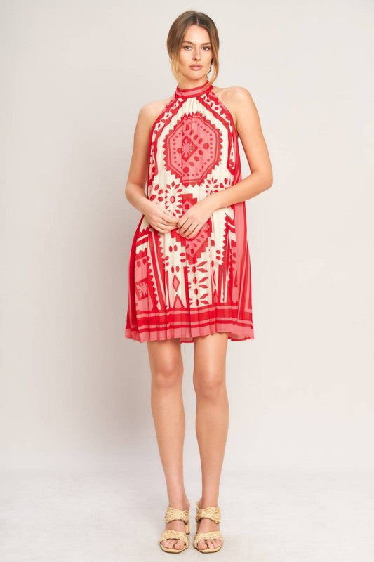 Printed Halter Mini Dress