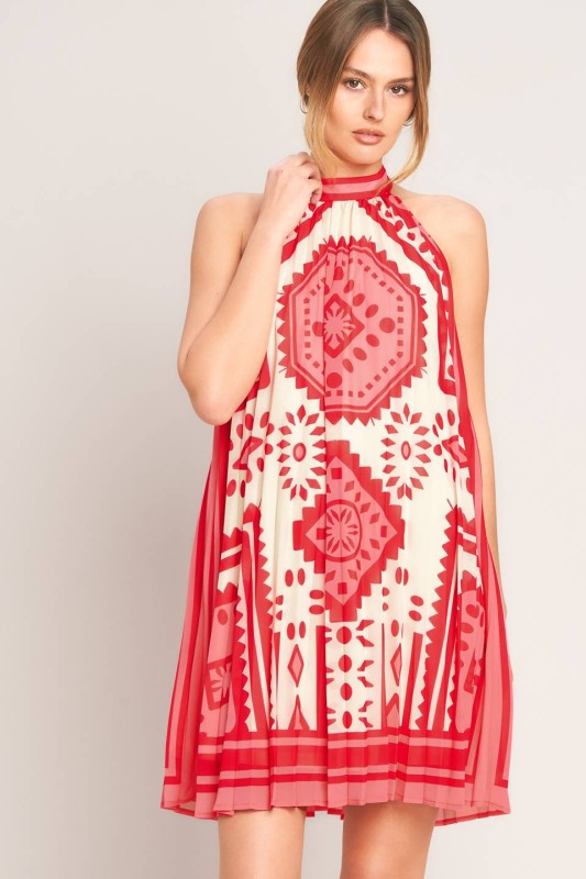 Printed Halter Mini Dress