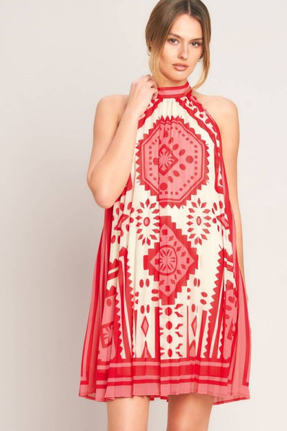 Printed Halter Mini Dress