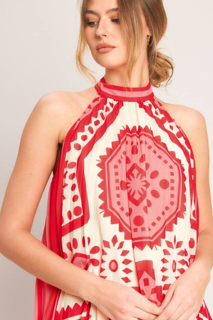 Printed Halter Mini Dress