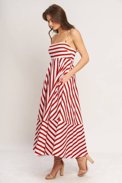 Striped Cotton Ankle Dress