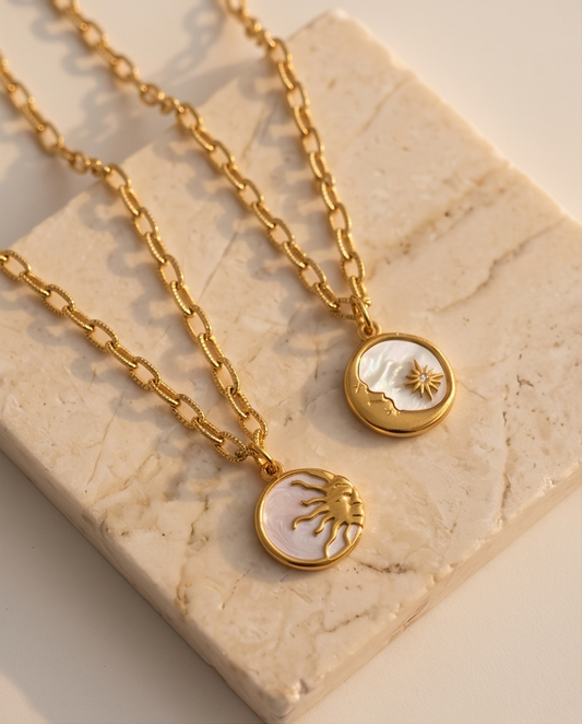 18K Gold-Plated Pendant Necklace With Pearl Shell