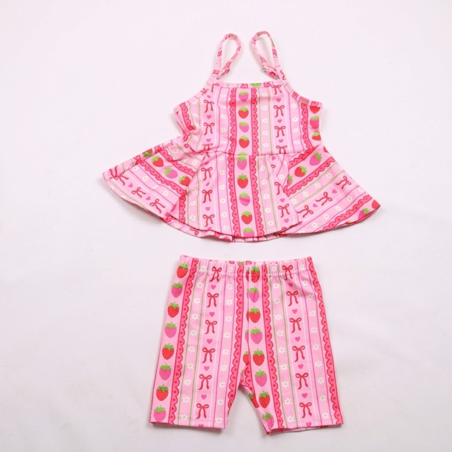 Strawberry stripes Biker set / adjustable straps