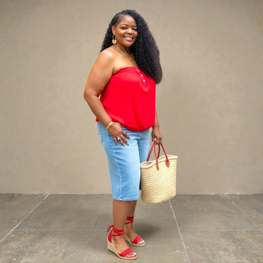 Plus Size Basic Pleated Tube Top