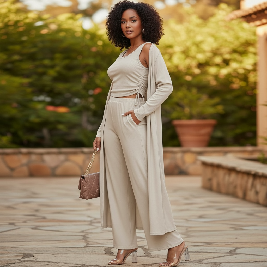 Women’s Ribbed Lounge 3 Piece Set