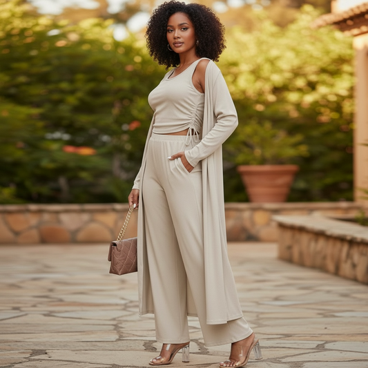 Women’s Ribbed Lounge 3 Piece Set