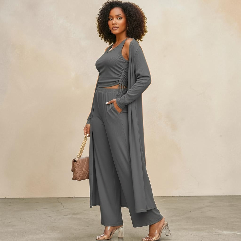 Women’s Ribbed Lounge 3 Piece Set