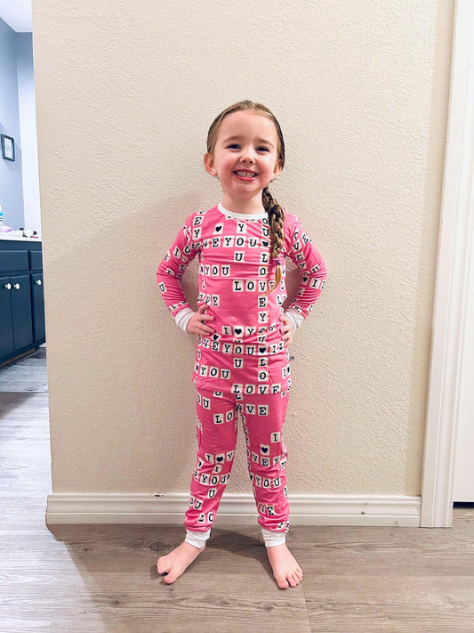 I love you Two Piece Bamboo Pj