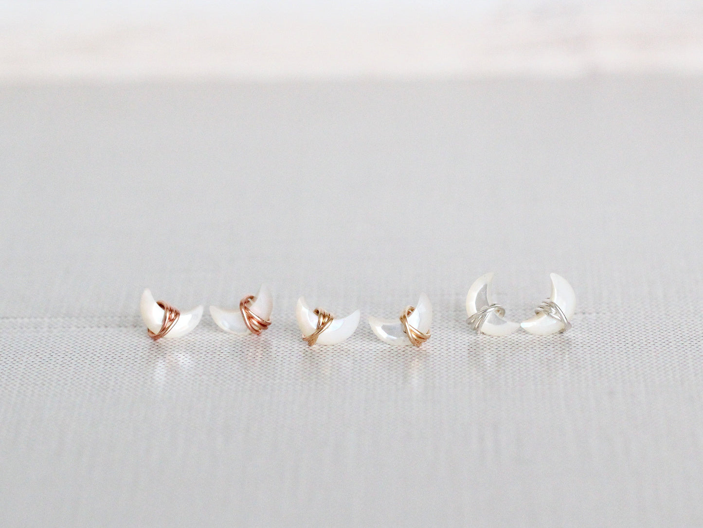 Mini Moonbeam Studs - Mother of Pearl