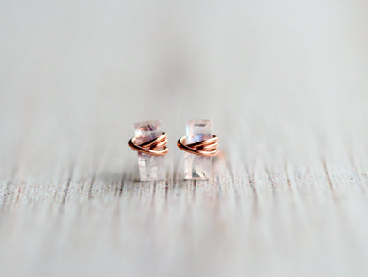 Baguette Studs - Moonstone