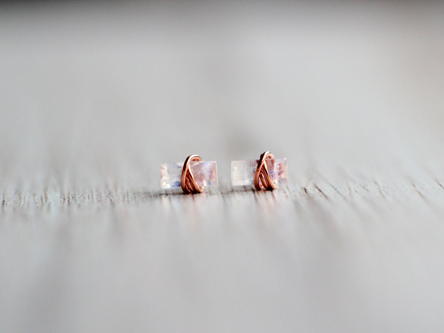 Baguette Studs - Moonstone