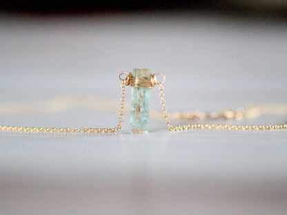 Raw Aquamarine Caged Necklace