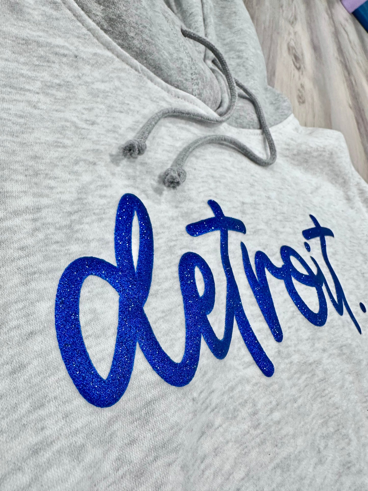 Detroit Script Puff Print - Sparkle Blue Puff