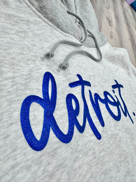 Detroit Script Puff Print - Sparkle Blue Puff
