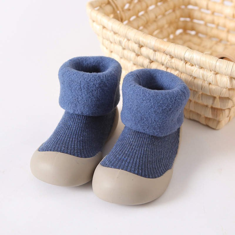 Toddler Sock Shoes with Rubber Soles | Fleece Winter Barefoot Shoes