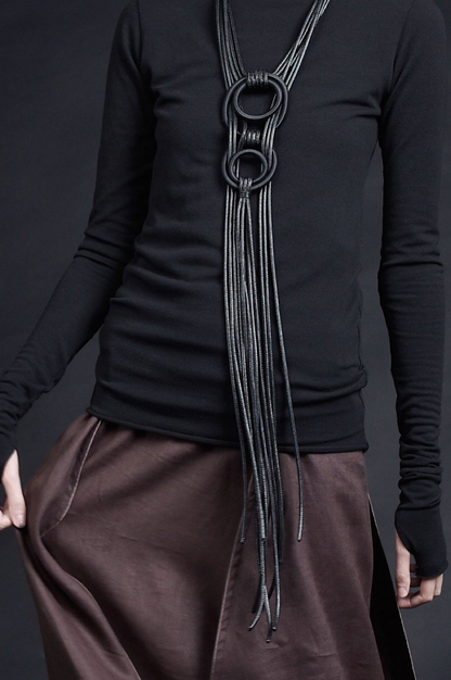 Worn Two Ways Black Leather Necklace
