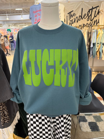 Underground Original Design: LUCKY! PUFF Boxy Cotton Sweatshirt