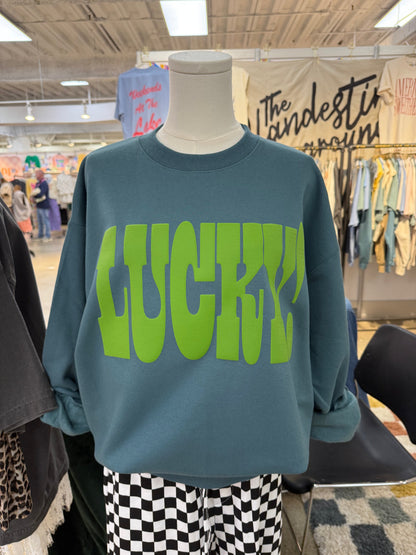 Underground Original Design: LUCKY! PUFF Boxy Cotton Sweatshirt