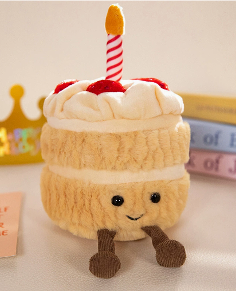 Strawberry Cream Birthday Cake Plush | Aesthetic Keepsake & Pretend Play Toy