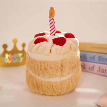 Strawberry Cream Birthday Cake Plush | Aesthetic Keepsake & Pretend Play Toy