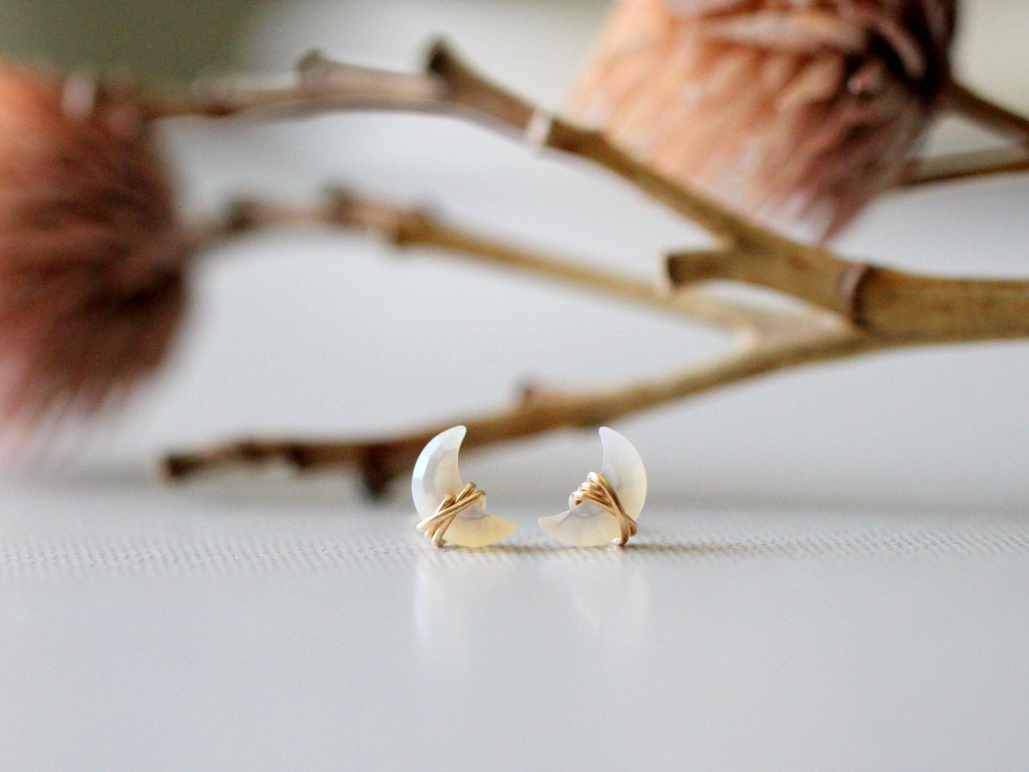Mini Moonbeam Studs - Mother of Pearl