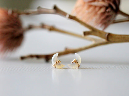 Mini Moonbeam Studs - Mother of Pearl