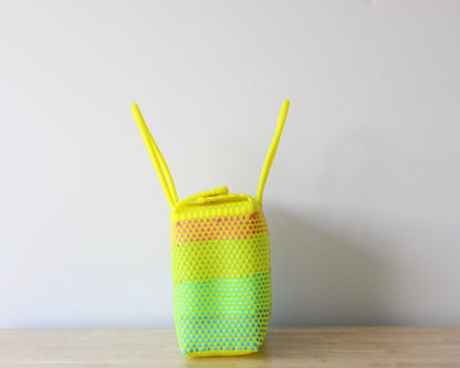 Medium Handwoven Handbag – Neon Yellow, Pink & Turquoise