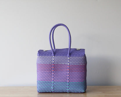 Lavender, Coral & Mint Medium Handwoven Handbag